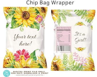 Sunflower Chip Bags,Sunflower Baby Shower Chip Bags,Sunflower Wedding,Sunflower Birthday,Sunflower Baby Shower,Chip Bag,S1,S2,S3,S4,S5,SP1