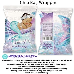 Ethnic Mermaid Baby Shower Chip Bag (Digital File)