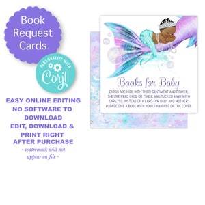 Libri di sirene per biglietti per bambini, baby shower sirena, libri per bambini, libri di sirene per bambini, richiesta di libri di sirene, sirena africana, TMT2