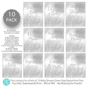 Winter Wonderland Baby Shower Games,Winter Wonderland Games,Baby Shower Games,Game Pack,Winter Wonderland,Baby Shower Games,Silver Snowflake