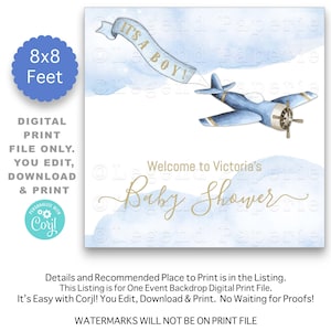 Airplane Baby Shower Backdrop,Vintage Airplane Baby Shower Backdrop,Airplane Backdrops,Airplane Baby Shower Backdrops,Vintage Airplane,ABS1