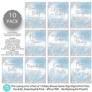 Winter Wonderland Baby Shower Games,Blue Winter Wonderland,Baby Shower Game,Game Pack,Winter Wonderland,Baby Shower Games,Boy,Blue,Snowflake