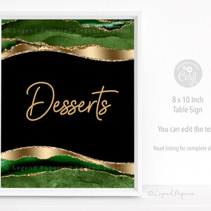 Emerald Green Gold Dessert Table Sign (Digital File)