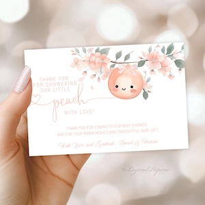 Süße kleine Pfirsich Babyparty Dankeskarten - Pfirsich Babyparty Dankeskarten - Mädchen Pfirsich Babyparty Dankeskarten - Mädchen kleine Pfirsich - LP1