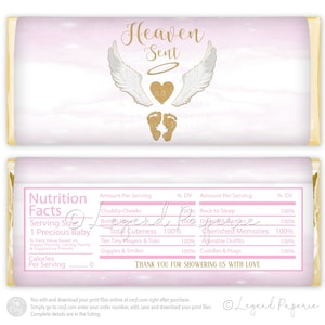 Heaven Sent Baby Shower Candy Bar Wrapper: Angel Wings (Digital File)