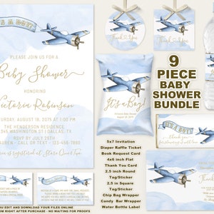Vintage Airplane Baby Shower Bundle: Watercolor Design