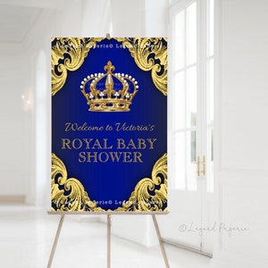 Prince Baby Shower Welcome Sign,Royal Blue Gold Prince Baby Shower Welcome Sign,Prince Birthday Party Welcome Sign,King Birthday Party,BGSC