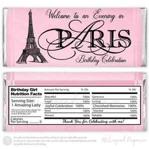 Paris Candy Bar Wrappers,paris Birthday Party,pink Paris Birthday Party