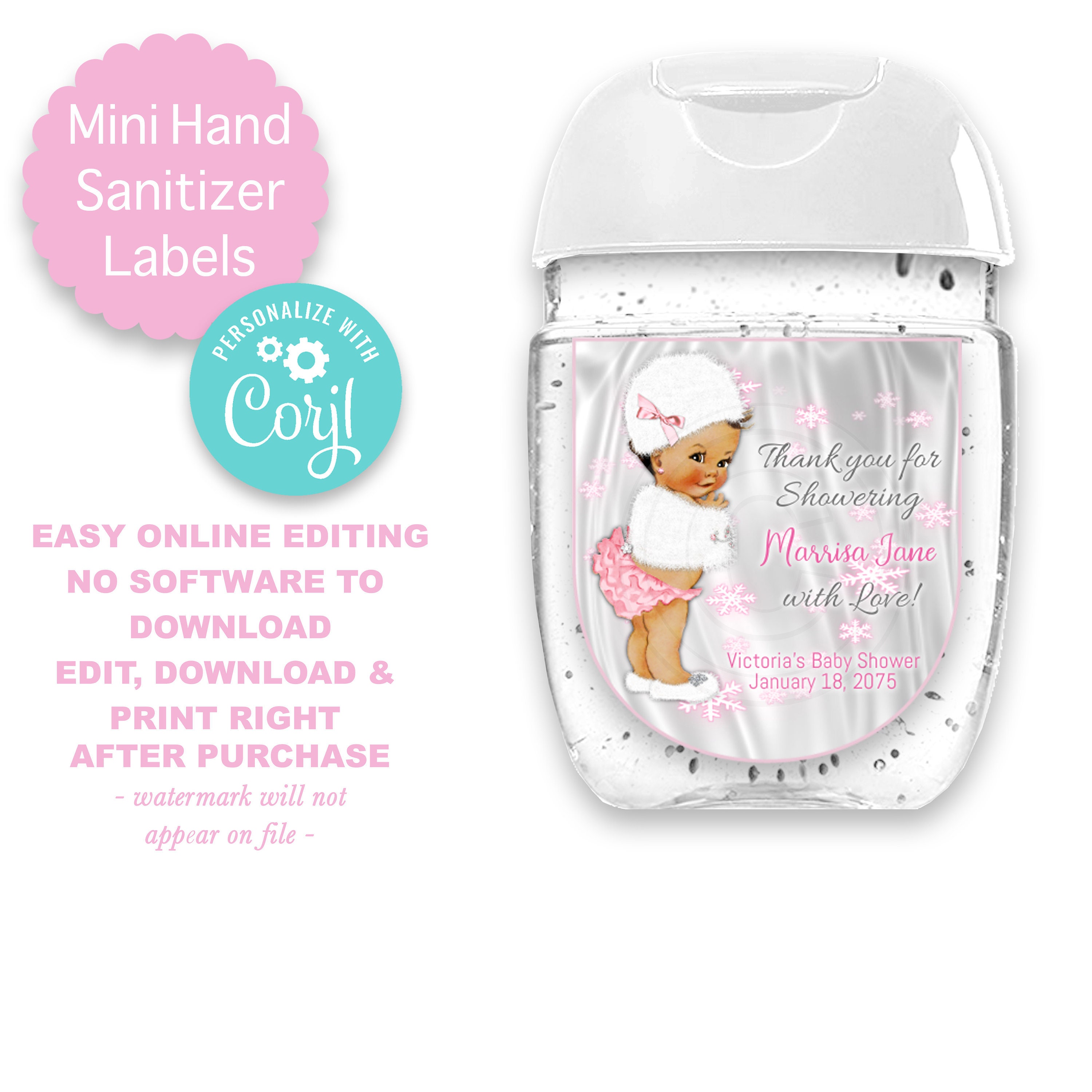 baby shower hand sanitizer labelsgirl baby showerwinter etsy