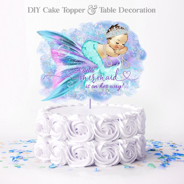 Mermaid Baby Shower Cake Topper,Mermaid Centerpiece,Mermaid Baby Shower Cake Topper,Mermaid Table Centerpiece,Baby Shower,Topper,TMT4