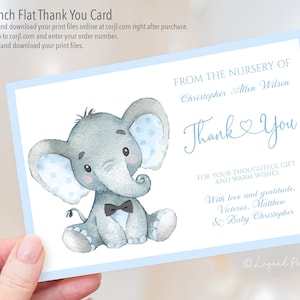 Cartões de agradecimento para chá de bebê elefante, chá de bebê menino elefante, chá de bebê elefante, cartões de agradecimento para chá de bebê menino elefante, gravata borboleta, BE4