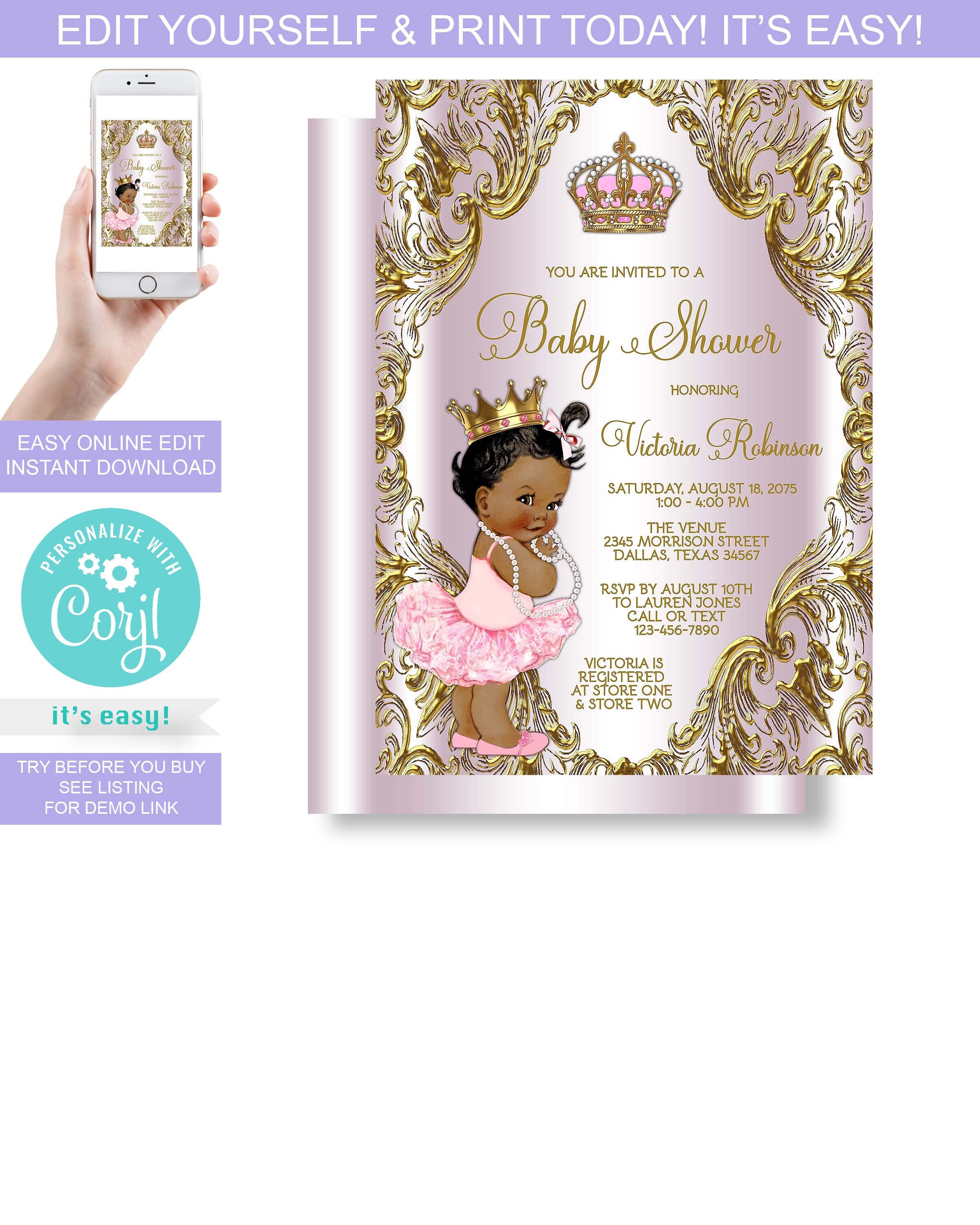 african american princess baby shower