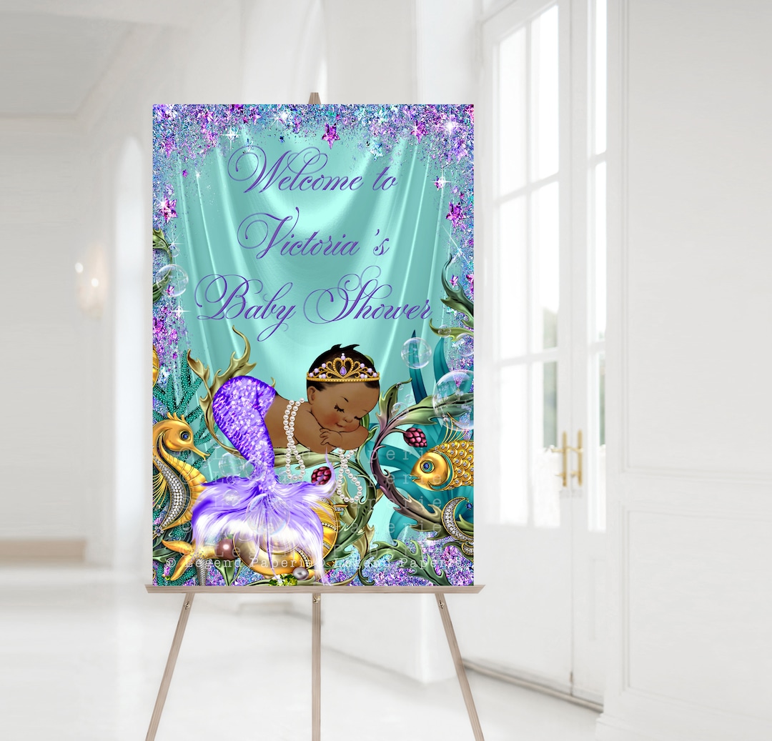 African Mermaid Baby Shower Signs,mermaid Baby Shower