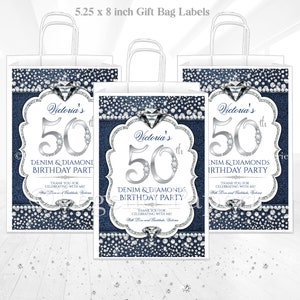 Denim & Diamonds Birthday Party Gift Bag Label (Digital)