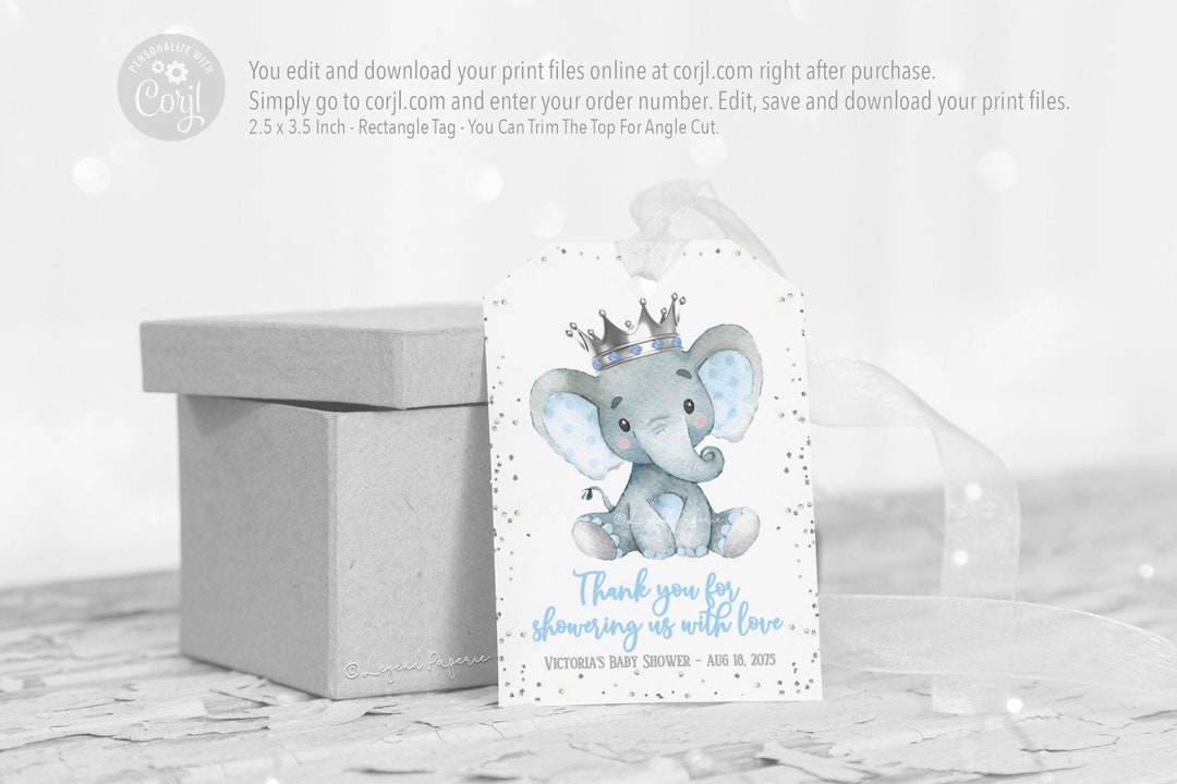 Elephant Gift Tagsboy Elephant Baby Shower Favor Etsy