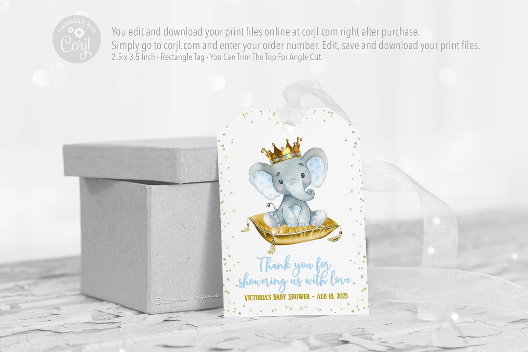 Boy Elephant Gift Tagsboy Elephant Baby Shower Favor Etsy