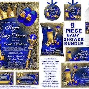 Royal Blue Prince Baby Shower Bundle (Digital Download)