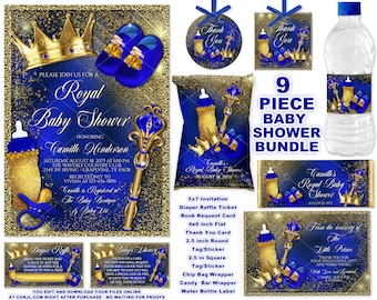 Royal Blue Prince Baby Shower Bundle (Digital Download)
