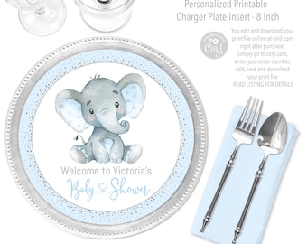 Boy Elephant Baby Shower Charger Insert,Elephant Baby Shower Charger Plate Insert,Boy Elephant Baby Shower,Boy Elephant Charger Plate,BE1