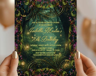 Floral Enchanted Forest Invitation: Printable Template