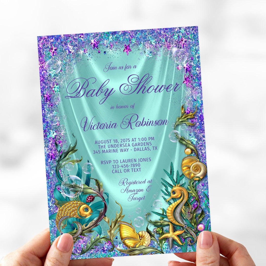 Under the Sea Invitations, Under the Sea Baby Shower, Mermaid Birthday