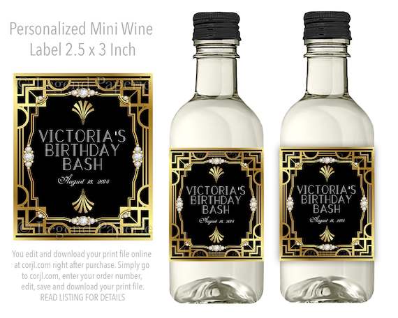 rt Deco Wine Bottle Label,Art Deco Mini Wine Bottle Label,Art ...