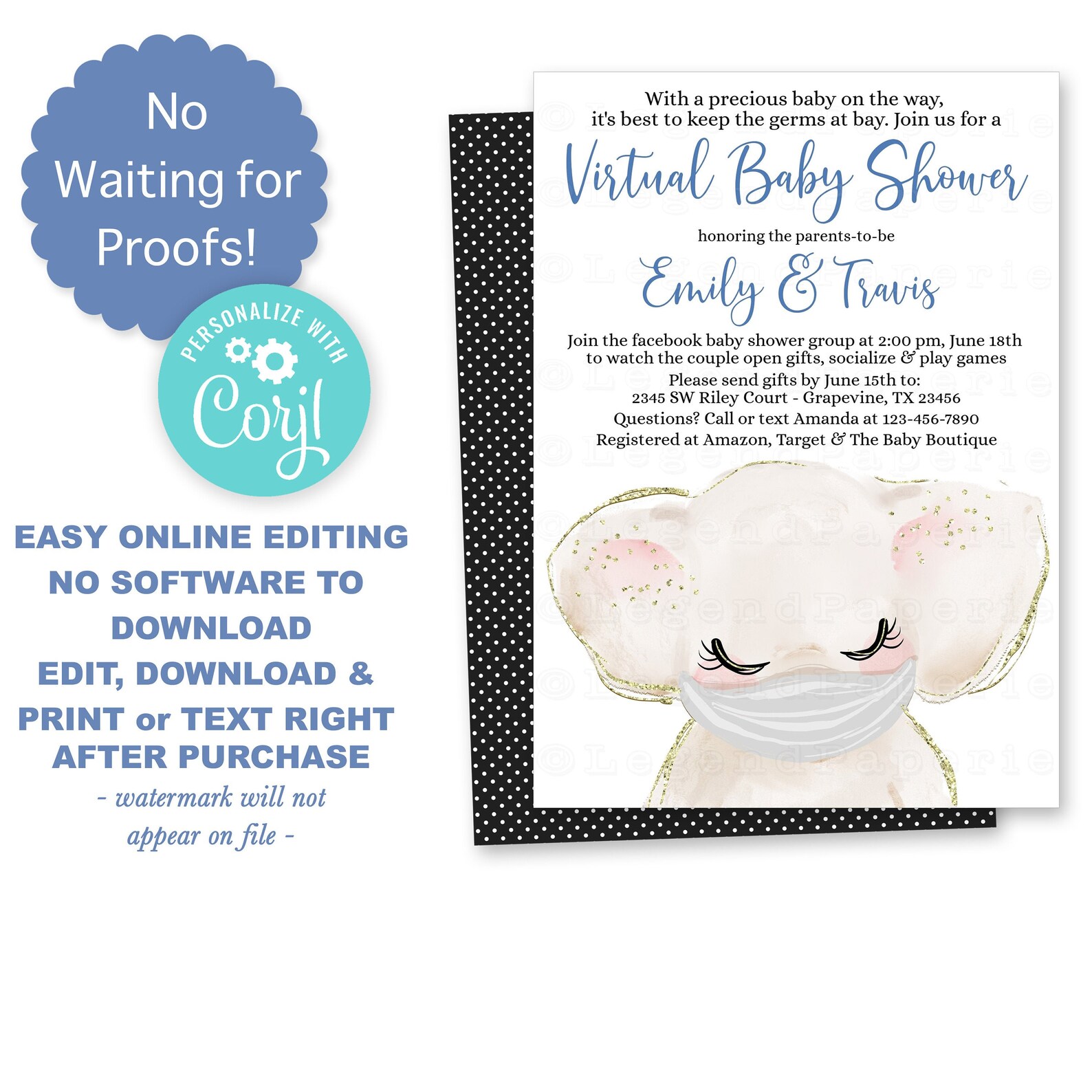 Covid Baby Shower InvitationsVirtual Baby Shower Etsy