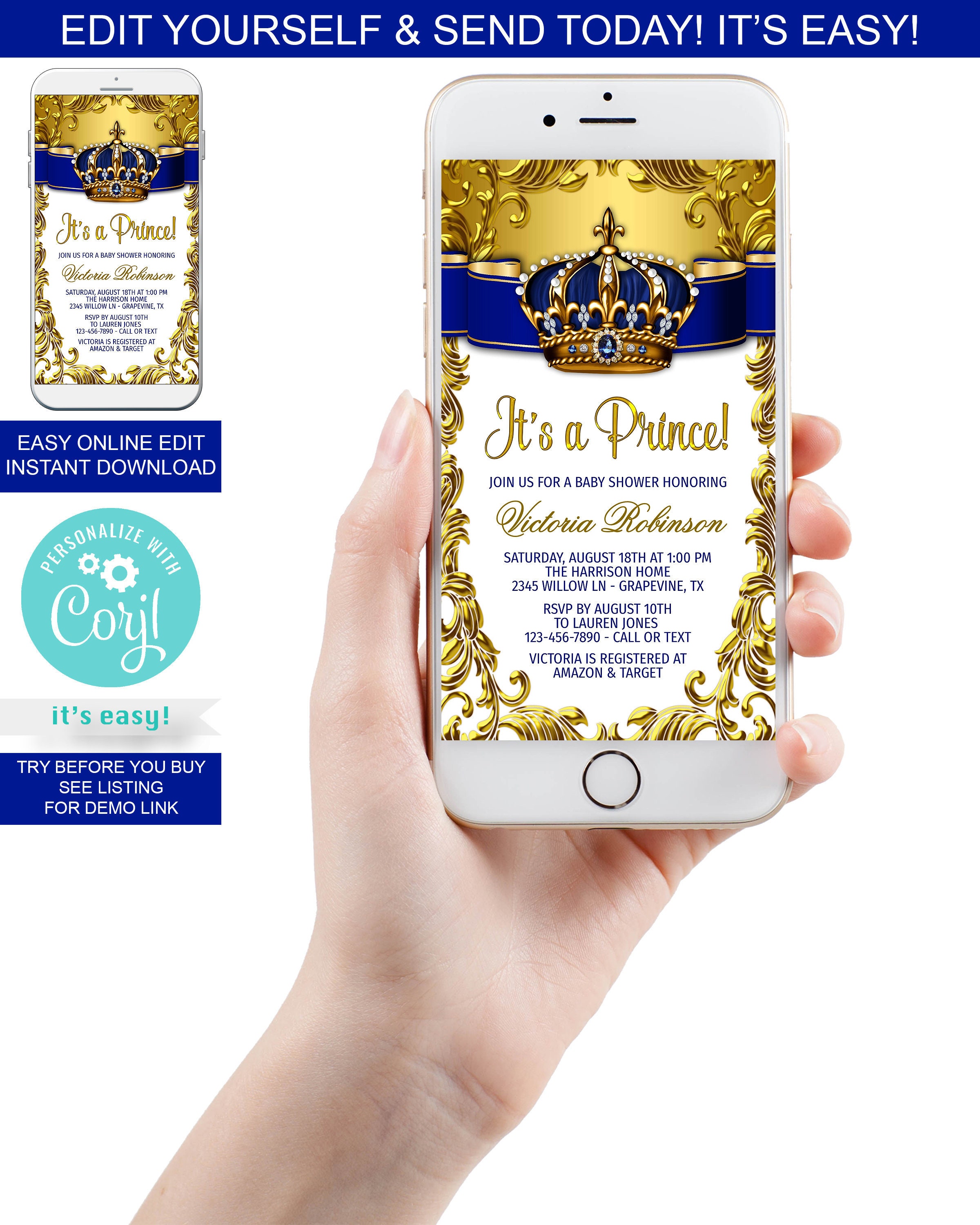 royal baby shower invitations online