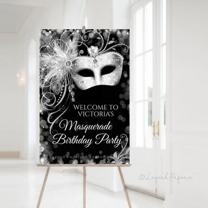 Masquerade Party Welcome Sign,Masquerade Birthday Party Welcome Sign,Masquerade Prom Welcome Sign,Masquerade Party Welcome Sign,Silver,MS7