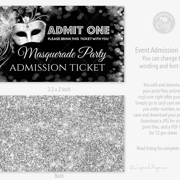Masquerade Prom Admission Tickets,Masquerade Prom,Masquerade Party Admission Tickets,Masquerade Birthday Party,Masquerade Party Tickets,MS7