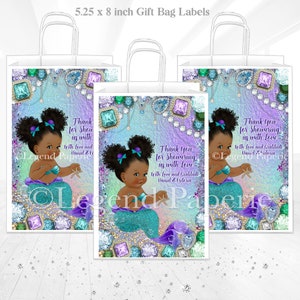 Jewel Mermaid Baby Shower Favor Bag,Mermaid Baby Shower Gift Bag,Template,African Mermaid,DIY Mermaid Gift Bag,Afro Mermaid,Jewel,JM1