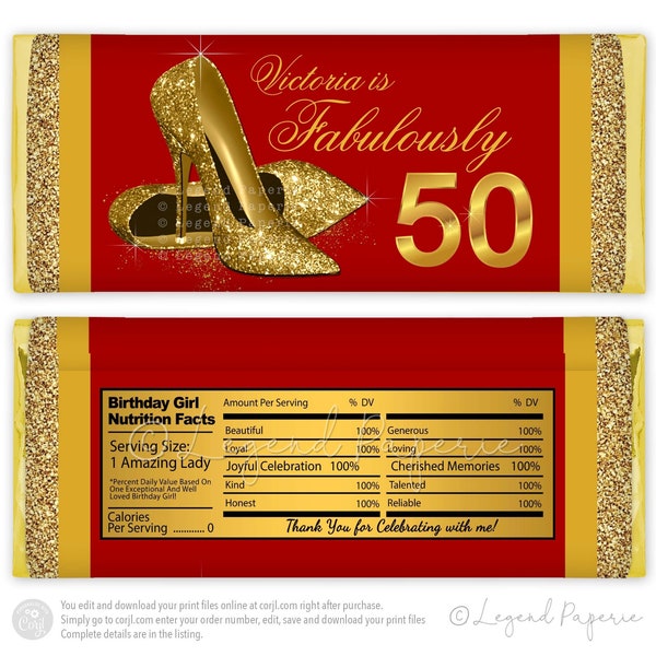 50th Birthday Candy Bar Wrappers - Etsy
