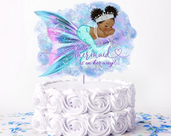 Mermaid Baby Shower Centerpiece,Mermaid Cake Topper,African,Afro Mermaid,Baby Shower,Cake Topper,Table Centerpiece,Baby Shower,Topper,TMT1