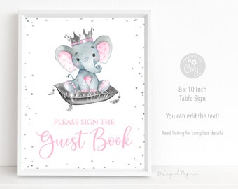 Girl Elephant Baby Shower Signs,Elephant Baby Shower Guest Book Table Sign,Elephant Signs,Guest Book,Girl Elephant Baby Shower Signs,GPE