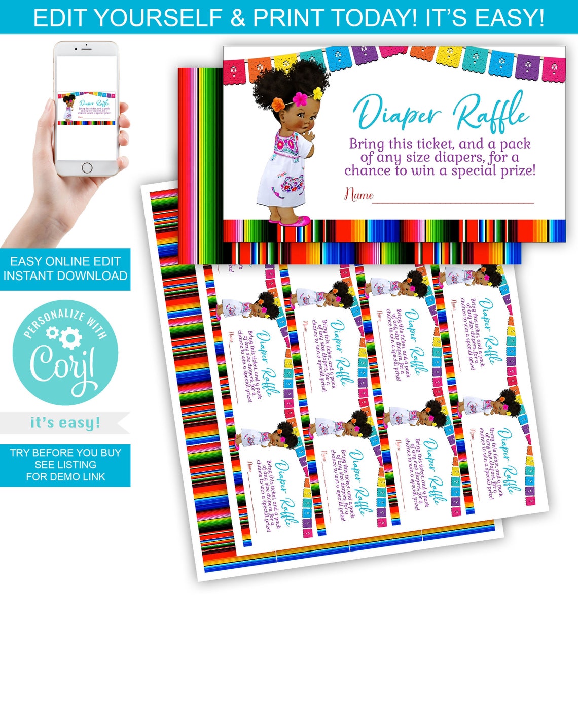 Fiesta Diaper Raffle Ticketsgirl Fiesta Diaper Raffle - Etsy