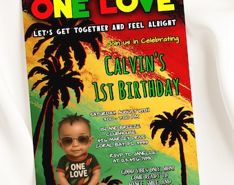 One Love Reggae First Birthday Invitation – Boy’s Party Template