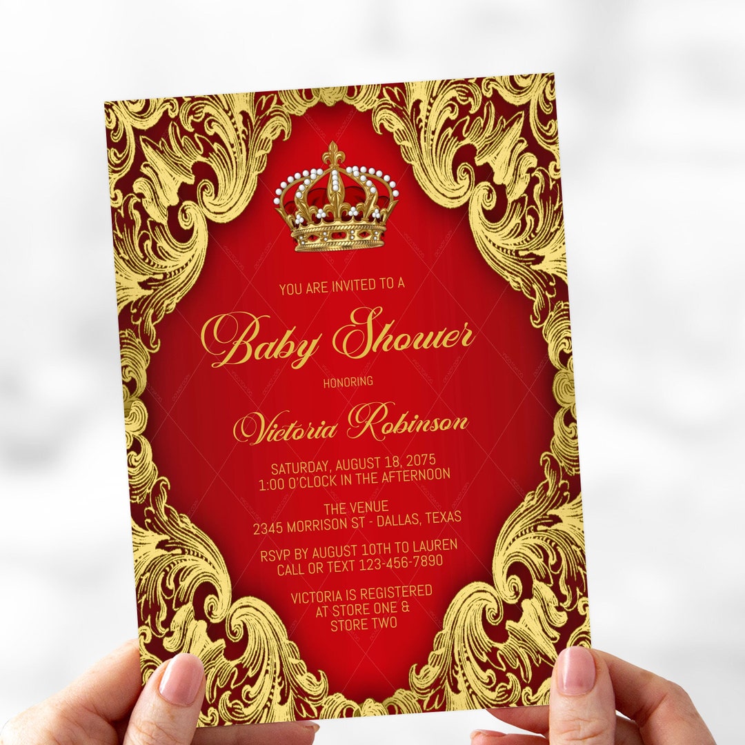 Red Gold Prince Baby Shower Invitations, Red Gold Prince, Red Gold