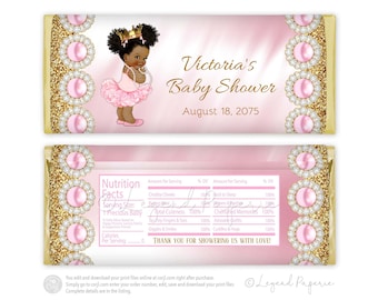 Princess Candy Bar Wrapper,Tutu Princess, Afro Princess,Pink Gold,Baby Shower,Candy Bar Wrapper,Tutu Princess Baby Shower,Princess Baby,PTU1
