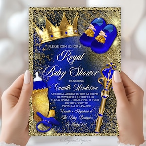 Royal Prince Baby Shower Invitation,Royal Blue Gold Prince Baby Shower Invitation,Blue Gold Prince,Prince Invitations,Prince Baby Shower,PT1