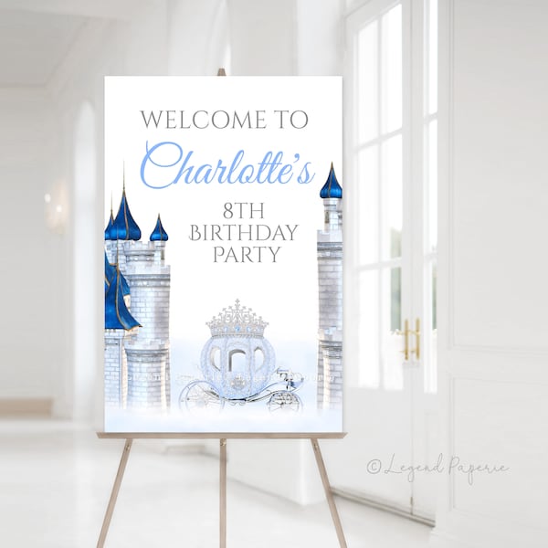 Cinderella Birthday Party Welcome Sign,Cinderella Welcome Sign,Princess Birthday Party Welcome Sign,Princess Welcome Signs,Cinderella,CP1