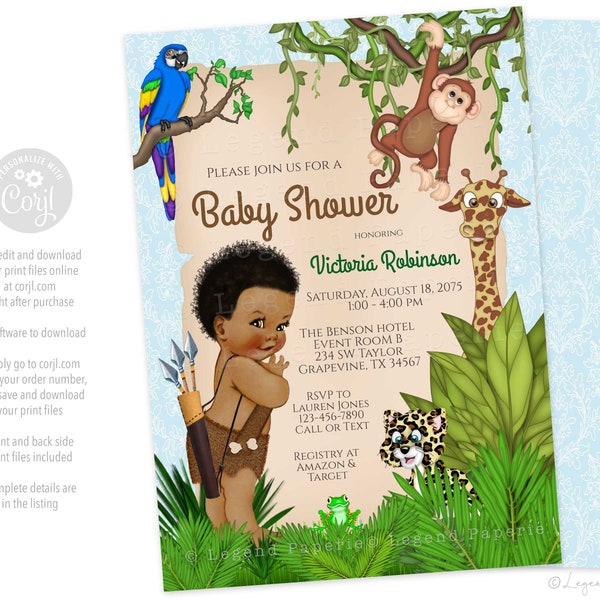 Safari Baby Shower Invitation Etsy