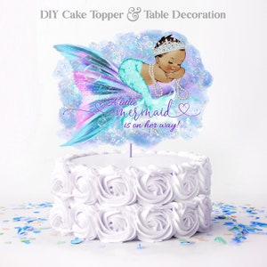 Mermaid Baby Shower Cake Topper,Mermaid Cake Topper,Mermaid Table Centerpiece,Ethnic Mermaid Baby Shower Cake Topper,Mermaid Decoration,TMT3