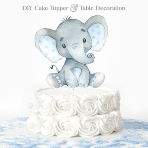 Elephant Cake Topper,Elephant Centerpiece,Boy Elephant Baby Shower,Elephant,Cake Topper,Table Centerpiece,DIY,Baby Shower,Topper,BE1