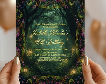 Enchanted Forest Invitation Template: Floral Woodland Party (Digital Download)