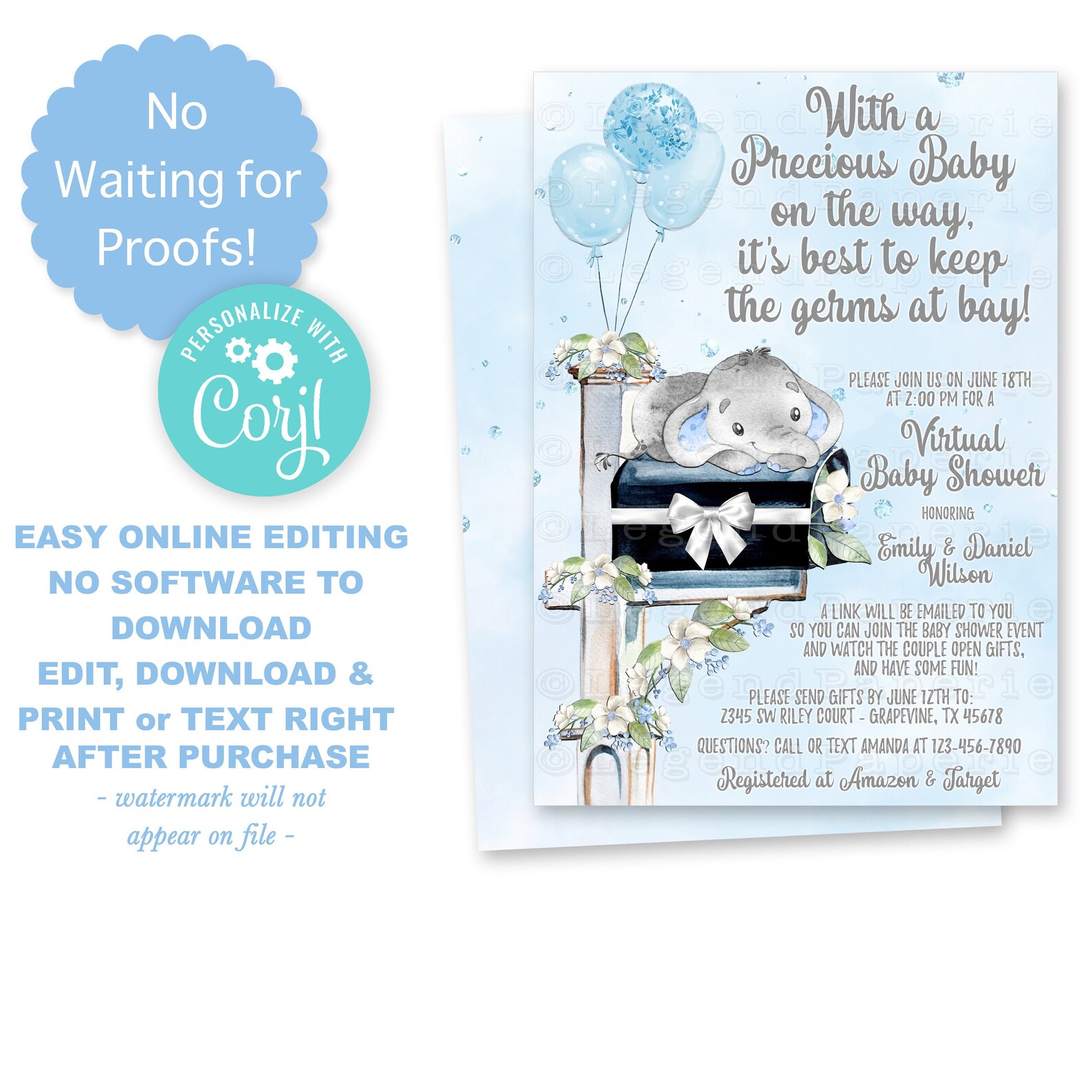 Mail Baby Shower Invitationsfacebook Baby Shower Etsy