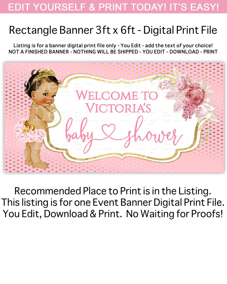Princess Baby Shower Banner,Ethnic Princess Baby Banner,Ethnic Princess Baby Shower,Princess Birthday Banner,Princess Baby Shower Banner