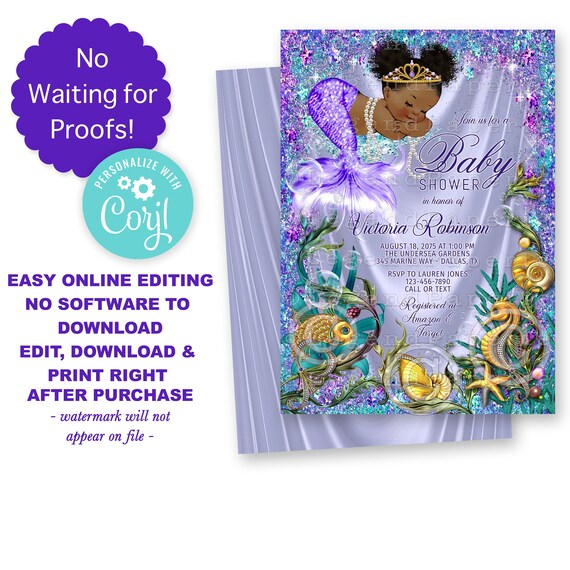 black mermaid baby shower