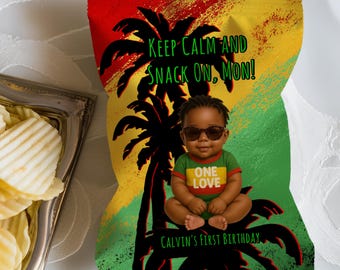 One Love Birthday Chip Bag Wrapper: Reggae Party Favor Download afdrukbestand - R2