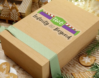 Twee oneindigheid en verder | Buzz-sticker | Peuterverjaardag | Twee jaar oude verjaardag | Buzz Lightyear | Sticker | Twee oneindigheid en meer dan gunst