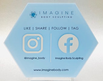 7" Social Media Hexagon Sign | Salon Sign |Contact Us | Menu of Services | Hours of Operation, Sign Spas, Salons, Hair Stylist, Nail Techs